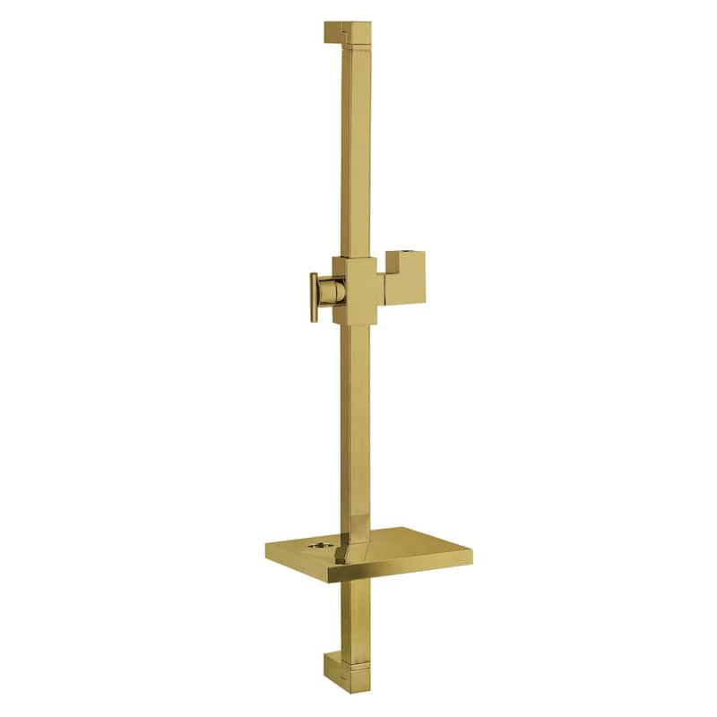 Claremont 24-Inch Shower Slide Bar with Soap Dish - Brushed Brass