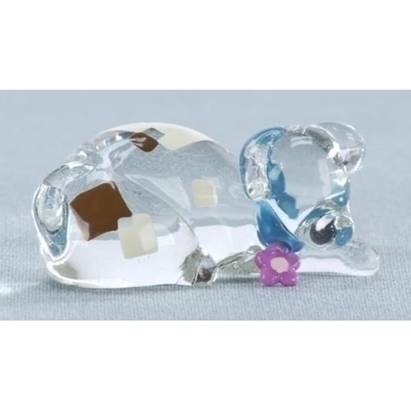 2.5" Colorful Abstract Resting Dog Glass Figurine - Clear