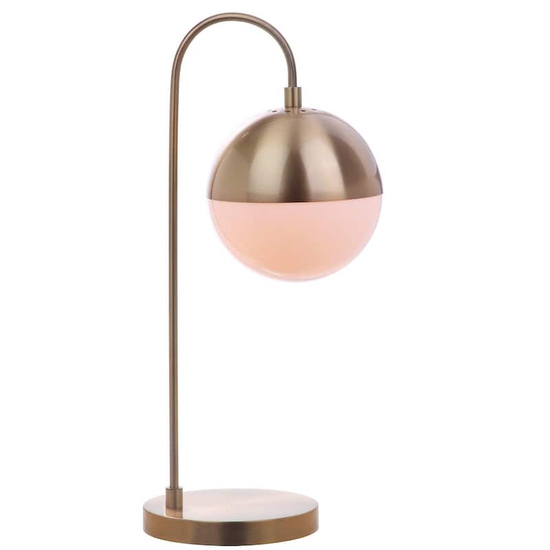 SAFAVIEH Lighting 21-inch Mid-Century Brass Gold Cappi LED Task Table Lamp.