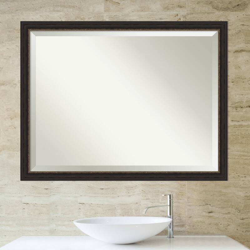 Beveled Bathroom Wall Mirror - Accent Bronze Narrow Frame