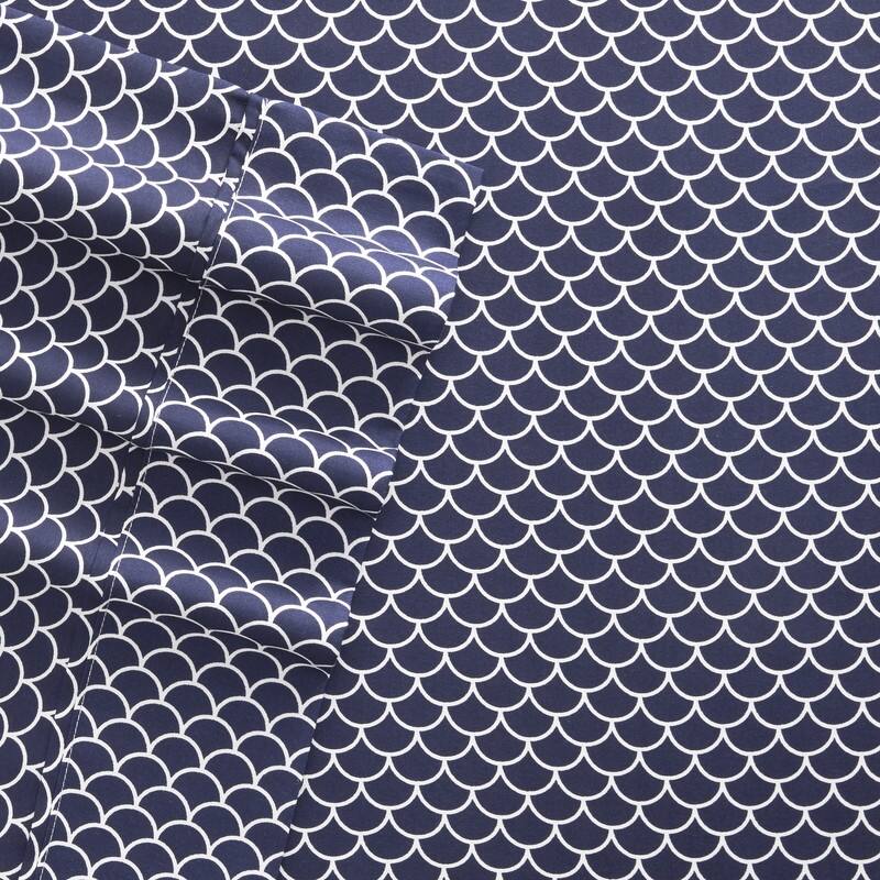 Becky Cameron Ultra Soft Printed 4 Piece Deep Pocket Bed Sheet Set - Full - scallops-navy