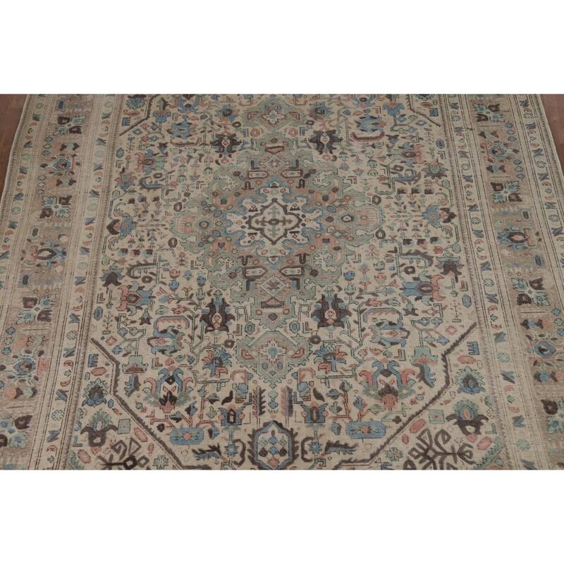 Geometric Tabriz Persian Area Vintage Rug Handmade Wool Carpet - 7'10"x 11'1"
