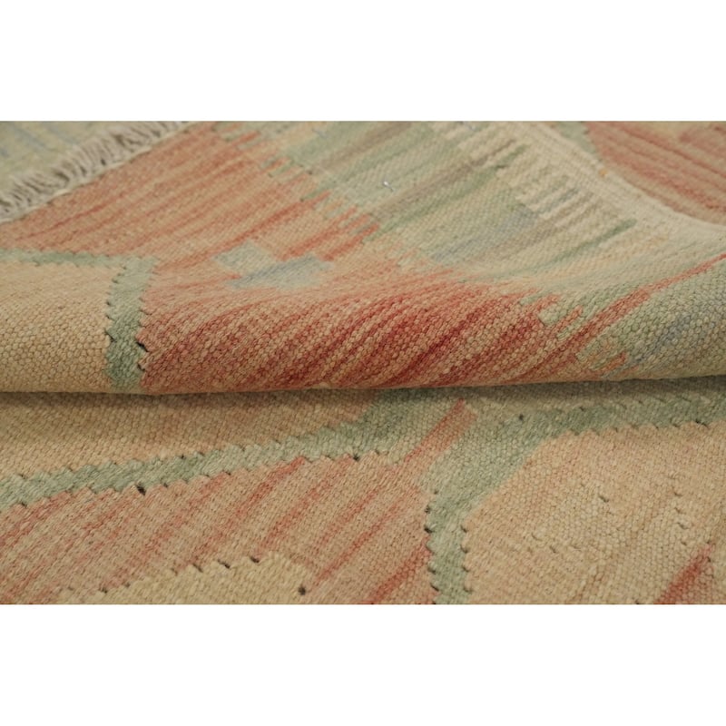Hand Woven Oriental 100% Wool Carpet Southwestern Tribal Oranges & Rust Kilim Area Rug - 5' 8'' X 3' 11''