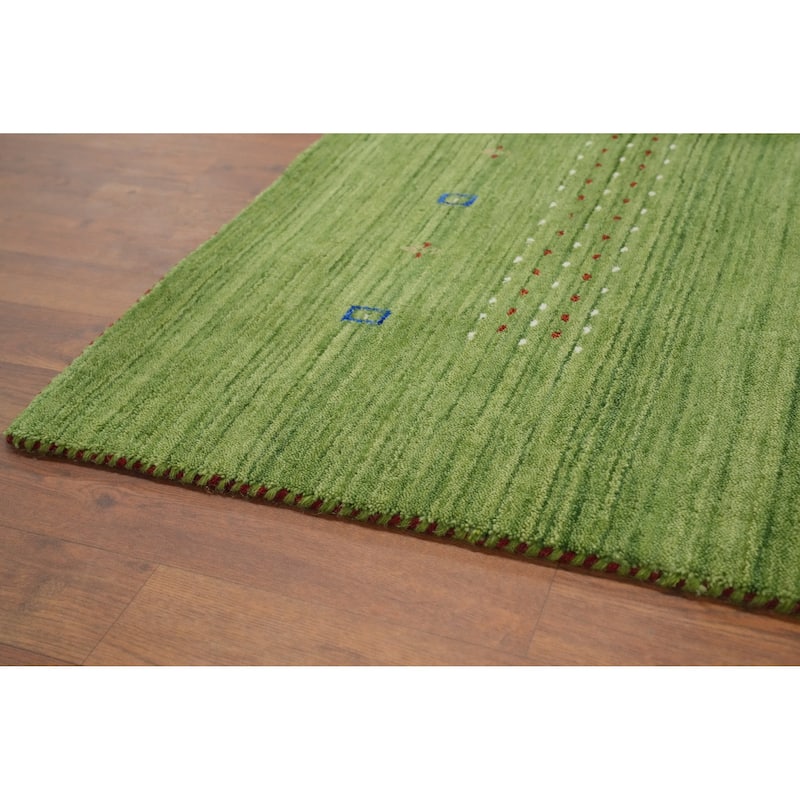 Hand Knotted Oriental 100% Wool Carpet Tribal Animal Pictorial Green Gabbeh Area Rug - 9' 1'' X 8' 9''