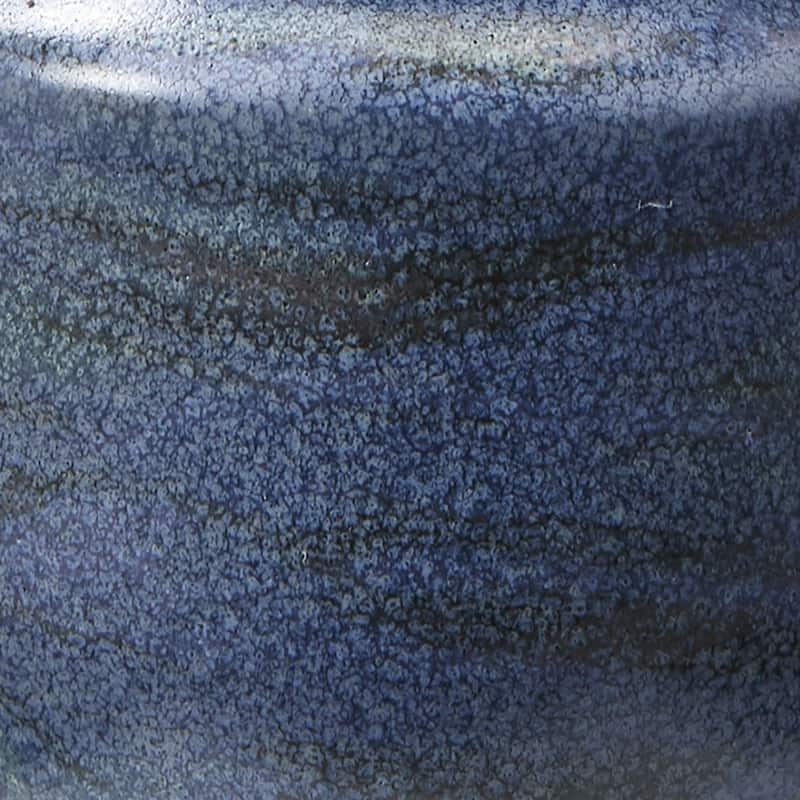 Large Azula Blue Stoneware Tealight and Taper Holder, 3.00L x 3.00W x 5.5H inch.
