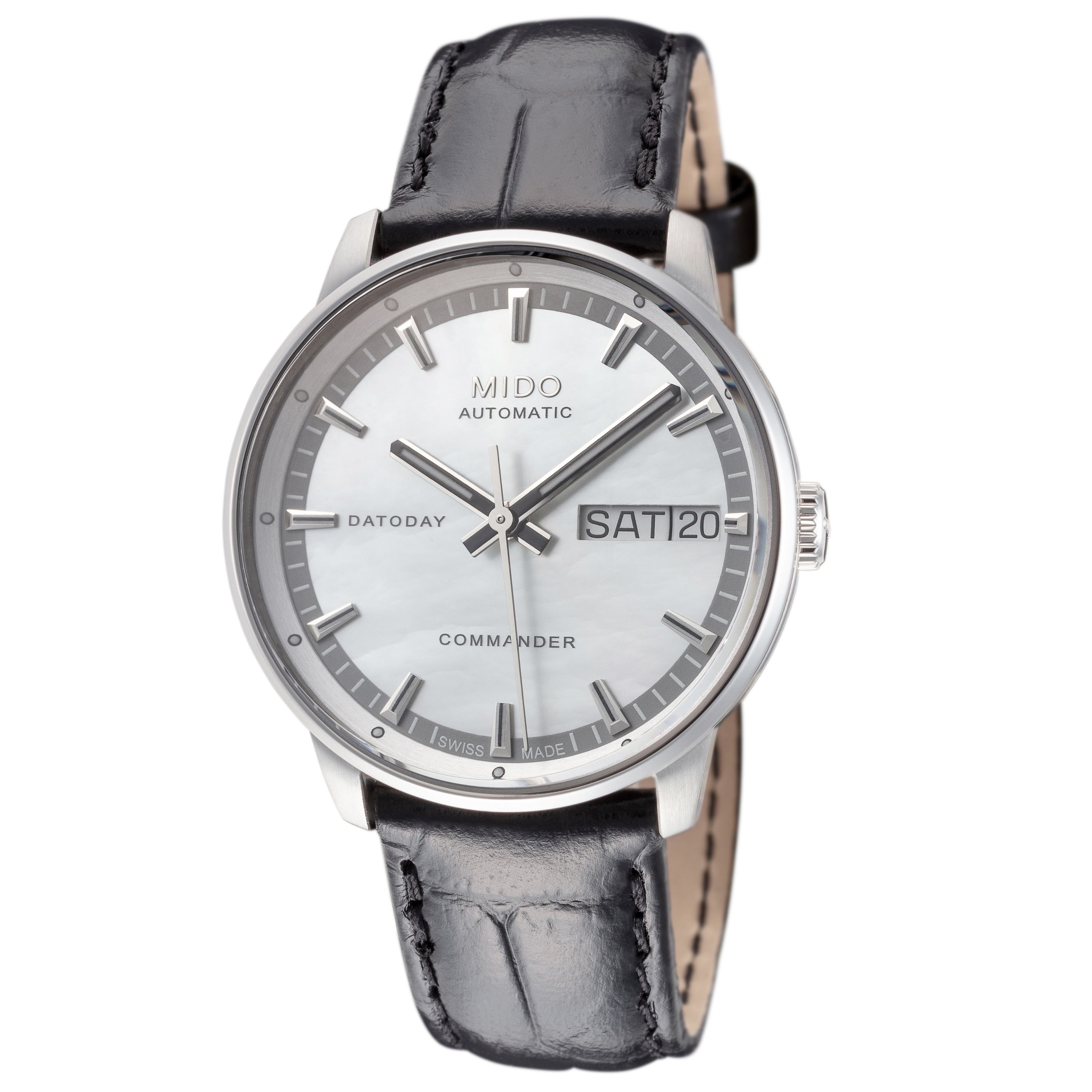 Mido Women's Commander II 33mm Mother-of-Pearl Dial Leather Automatic Watch - Black - One Size