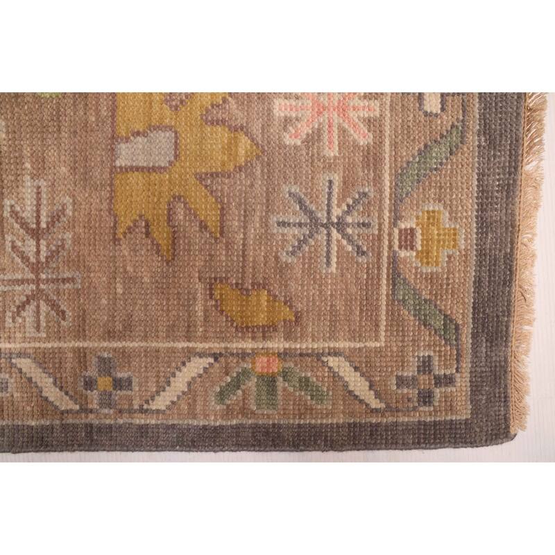 ECARPETGALLERY Hand-knotted Modern Oushak Dark Grey Wool Rug - 9'10 x 13'11