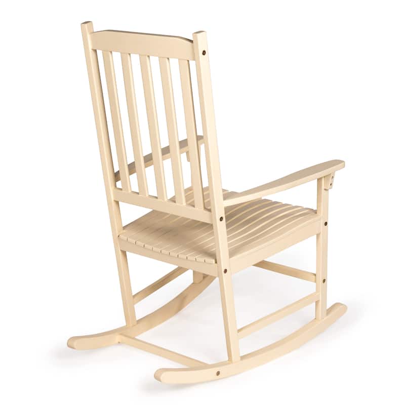 Parker Farmhouse Classic Slat-Back 350-LBS Support Acacia Wood Outdoor Rocking Chair, by JONATHAN Y