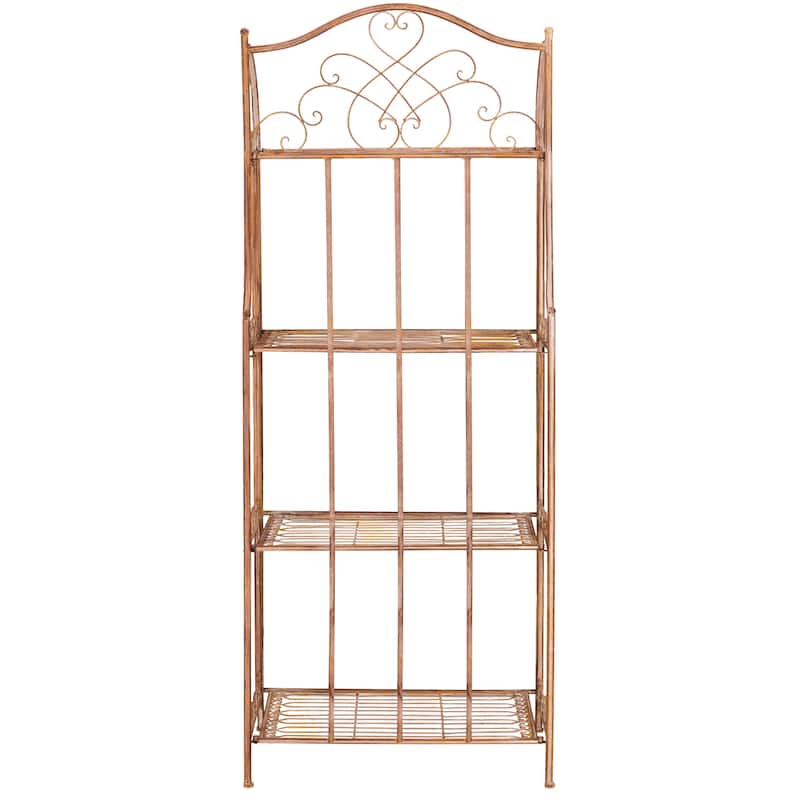 SAFAVIEH Bryn Victorian Wrought Iron 4-Tier Outdoor Bakers Rack - 25 In. W x 15 In. D x 63 In. H - 25"W x 15"D x 63"H