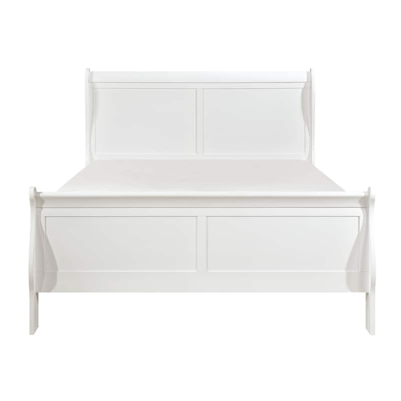Classic White Queen Size Sleigh Bed with Traditional Design
