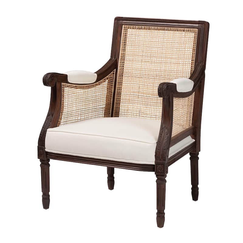 bali & pari Desmond Traditional French Wood Accent Chair - Beige, Dark Brown