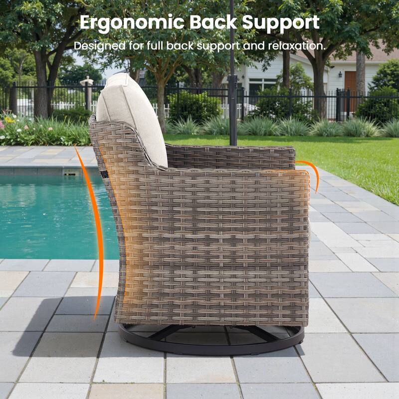 Pocassy Outdoor Patio Furniture Wicker Sofa Swivel Chair Set