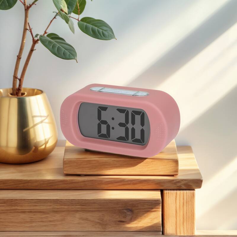 Oval Digital Alarm Clock for Bedroom, Alarms with Big Numbers Display, Adjustable Alarm Snooze 5.4 x 2.6 x 2 inch - Pink
