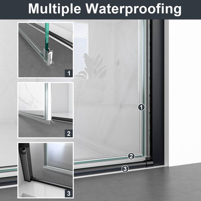 24" W x 72" H Semi-Frameless Circular Pivot Shower Door With 1/4" (6mm) Thick SGCC Tempered Glass