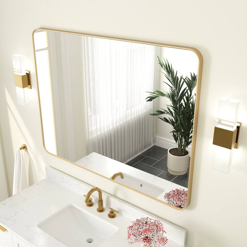 Modern Bathroom Rectangular Wall Mounted Anodized Aluminum Framed Vanity Mirror