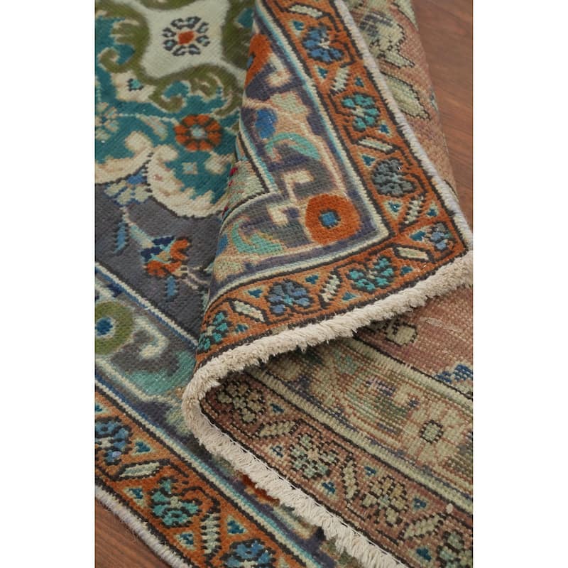 Hand Knotted Oriental 100% Wool Carpet Traditional Floral Purples Tabriz Area Rug - 4' 6'' X 2' 8''