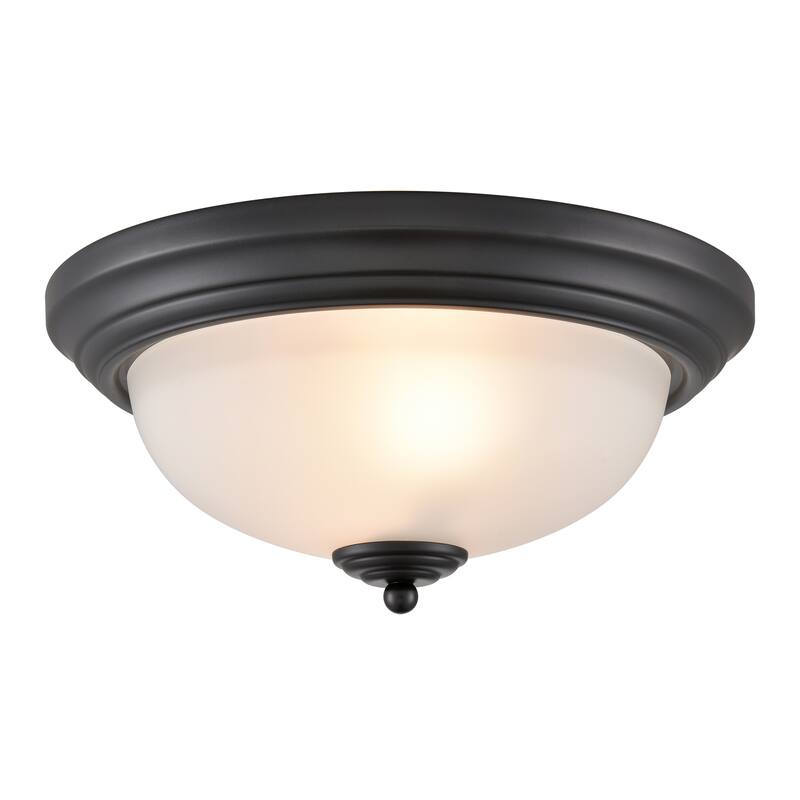 Elk Home Basics Black With White Glass 2 Light Flush Mount