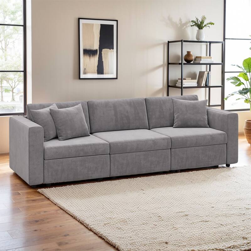 Pocassy Cloud Sectional Couch Upholstered Velvet Couches