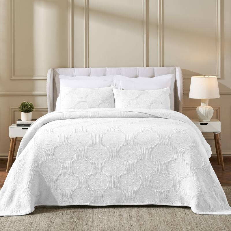 Superior Tanta Cotton Medium Weight Modern Circles Woven Coverlet