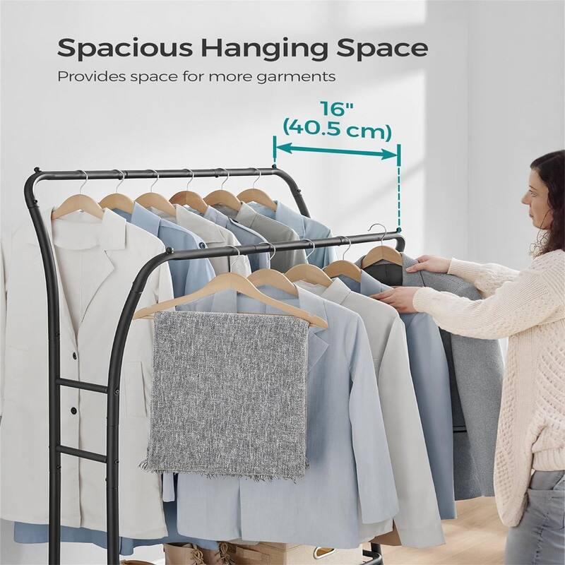Clothing Rack with Shelves - 18.1"D x 39.4"W x 61"H