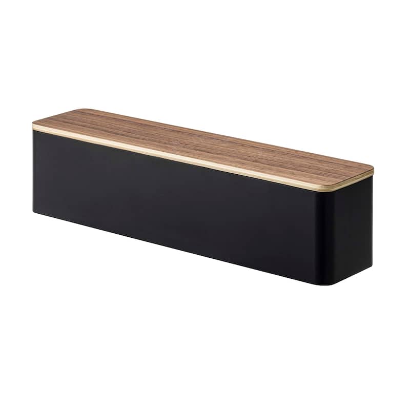 Yamazaki Home Utensil Case, Plastic and Wood, Lid - L 2.95 x W 12.87 x H 3.15 inches - Walnut