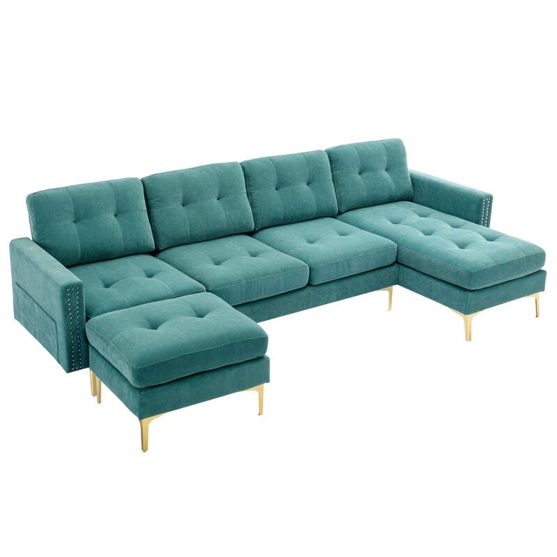 110" L-Shape Convertible Sectional Sofa Couch