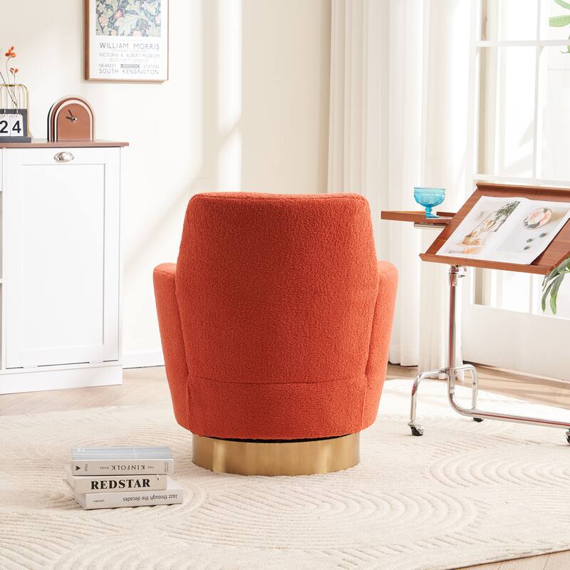 Orange Teddy 29.3" Upholstered Swivel Barrel Chair
