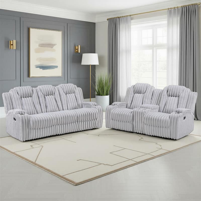 Brynda Corduroy 2-Piece Manual Double Reclining Sofa Sets