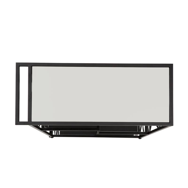 Willits Black Finish Mirrored Bar Cart with Shelf by iNSPIRE Q Modern