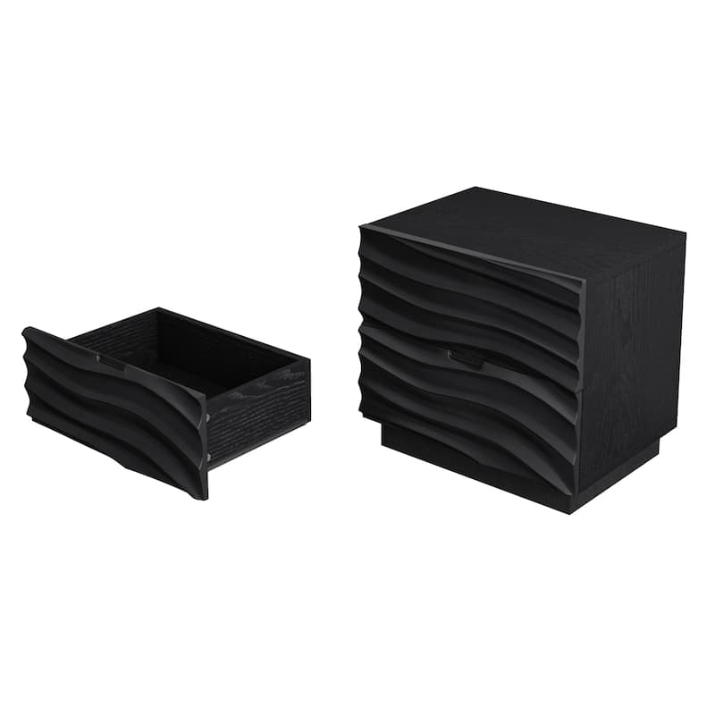 Solid Wood 2 Drawers Nightstands for Living Room and Bedroom Use