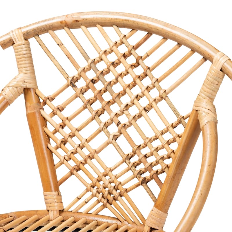 Pro Modern Bohemian Natural Rattan and Metal Dining Chair Set(2PC)