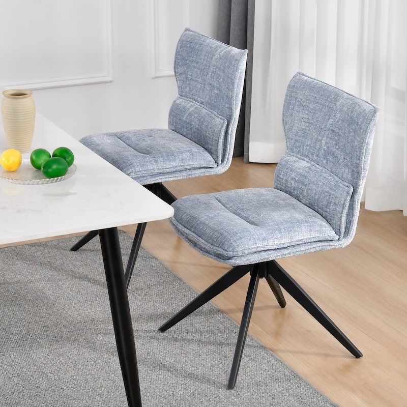 Modern Upholstered Swivel Dining Chairs Accent Side Chairs with Metal Legs - Set of 2 - Light Blue