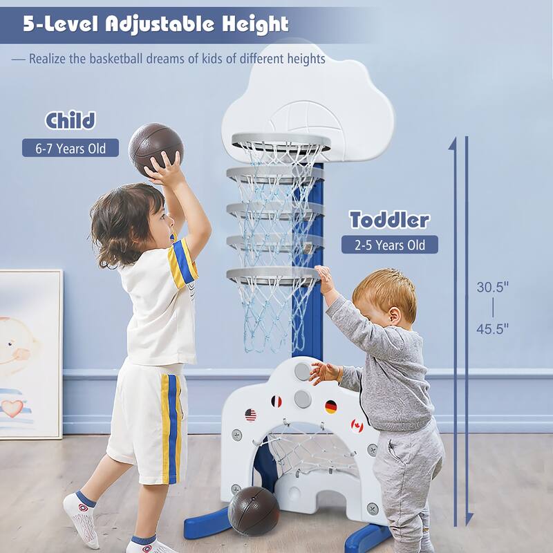 Kids 3-in-1 Basketball Hoop Toddler Sports Activity Center