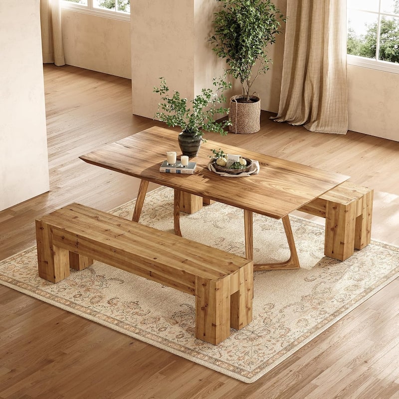 63" Long Solid Wood Dining Bench with Sturdy Frame for Dining Room