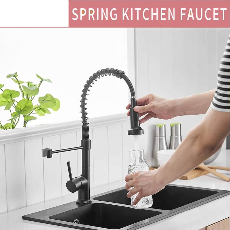 Commercial Kitchen Sink Faucet With Pull Down Sprayer Kitchen Faucets Single Handle Spring High Arc Mixer Faucets With Valve