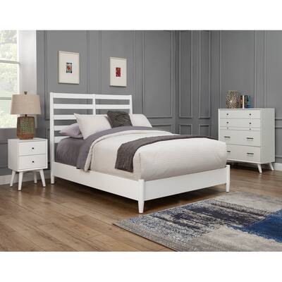 1344APB White Queen Bed with Slat Headboard