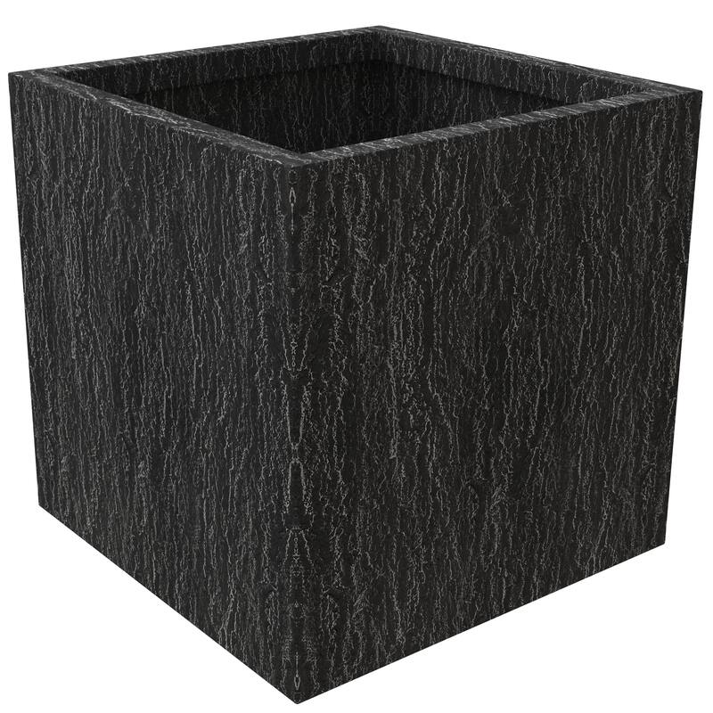 Verdura Modern Square Planter Pot in Fiberstone and Clay with Drainage Holes for Indoor Outdoor Home Garden Office Patio - Small - 22" Height