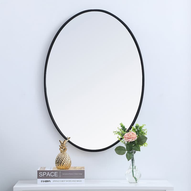 Elegant Lighting 34 Inch Oval Mirror with Metal Frame
