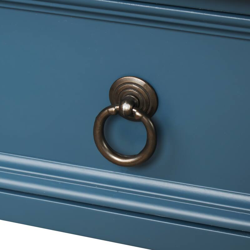 Sideboard Cabinet Sofa Console Table for Entryway with 3 Projecting Drawers and 1 Long Bottom Shelf, Antique Navy