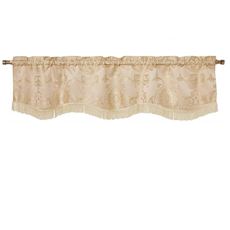 Violet Linen Prestige Emblem Damask, 60" x 15", Straight, Rod Pocket Curtain Valance