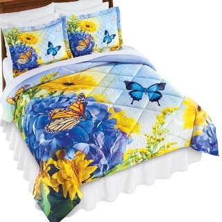 Vibrant Butterfly Dreams 3-Piece Quilted Bedding Set NCU0PVL032
