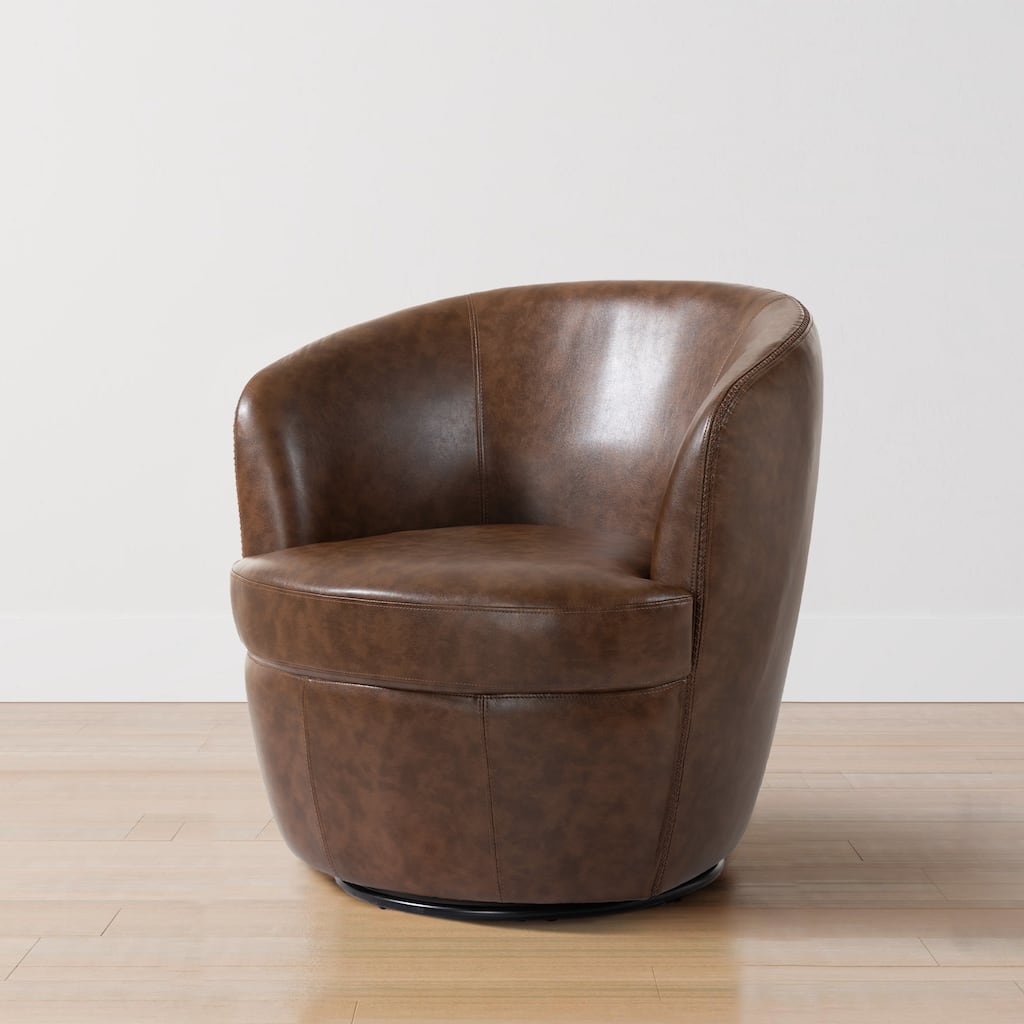 PU Leather Swivel Accent Chair Barrel Chair