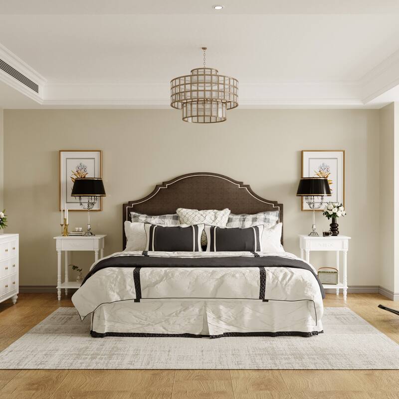 Vintage End Table with Drawer and Shelf, French Style Nightstand with Solid Wood Legs, White Accent Table