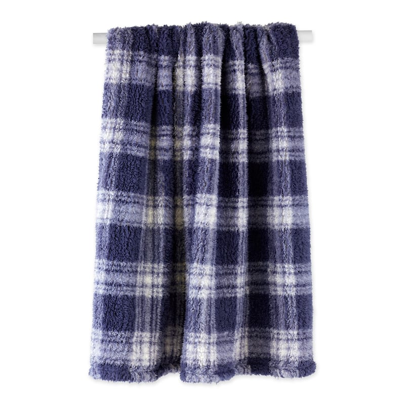 DII Gray Farmhouse Plush Plaid Throw