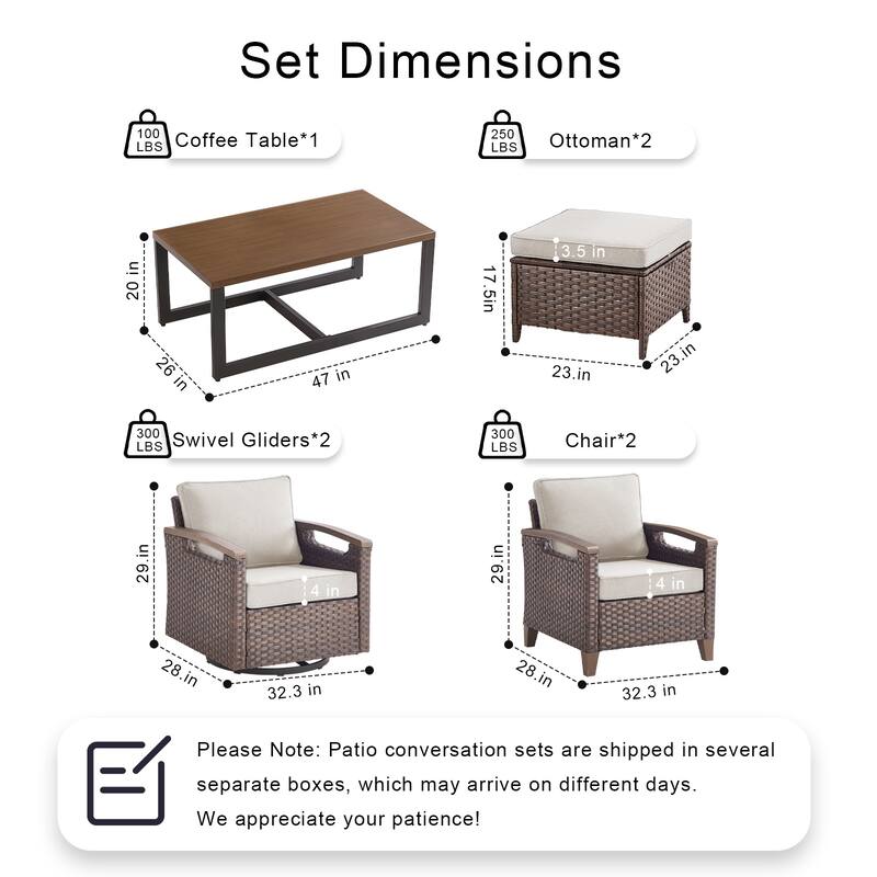 Pocassy Outdoor Swivel Chair with Cushion Set