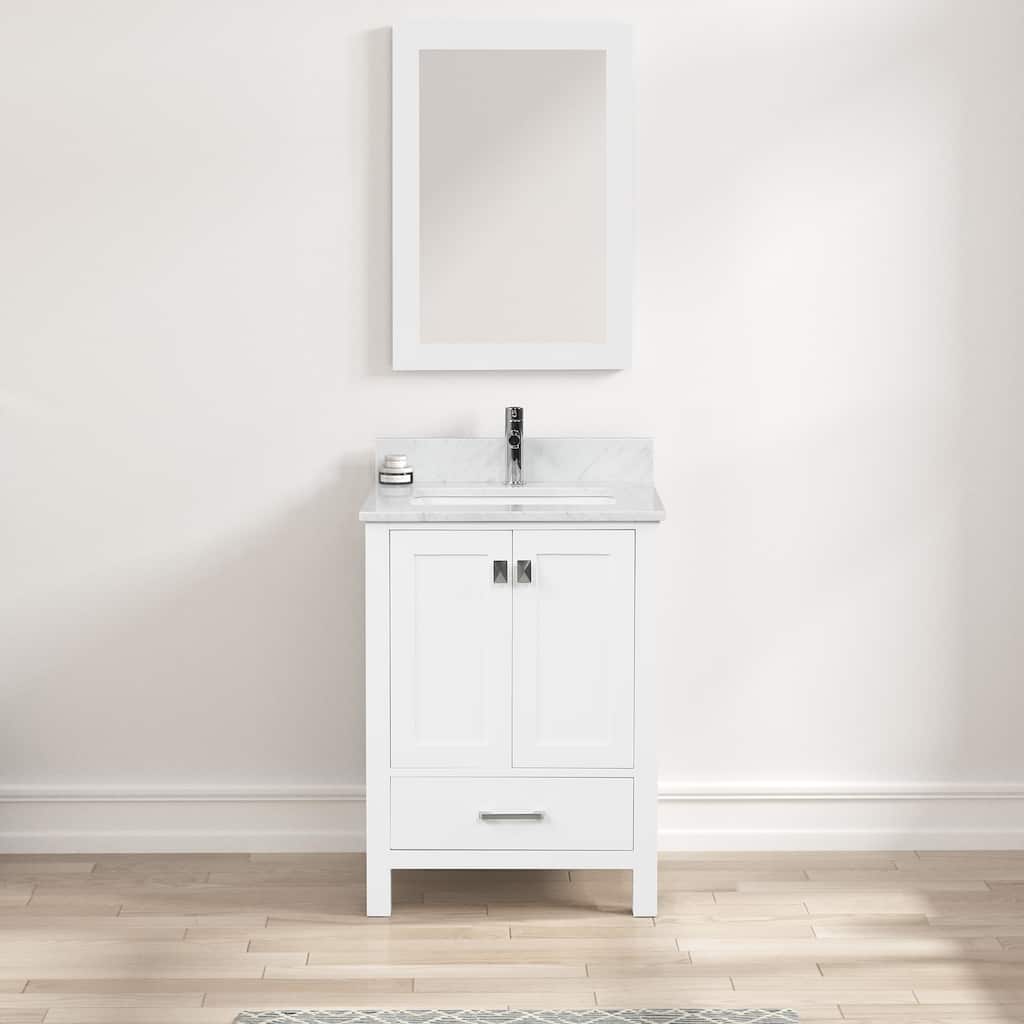 Blossom Geneva 24" Solid Wood Vanity w/ Marble Top, Sink & Mirror