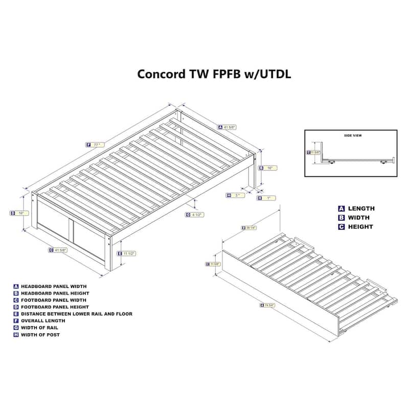 Twin Platform Bed with Trundle - HomeStock Baroque Beauty Walnut Finish