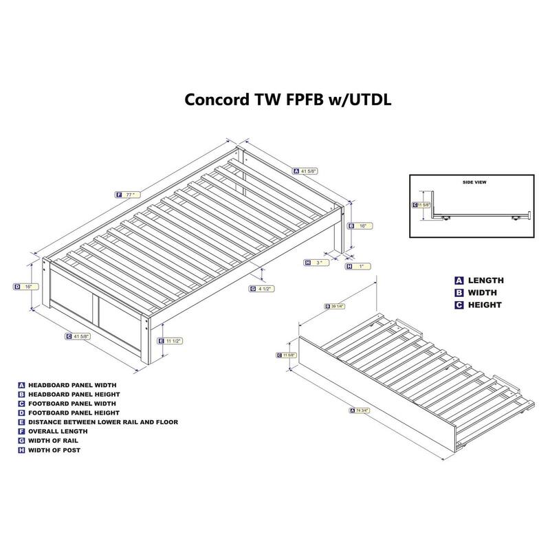 Twin Platform Bed with Trundle - Modern Style, Walnut Finish, Space Saving Design