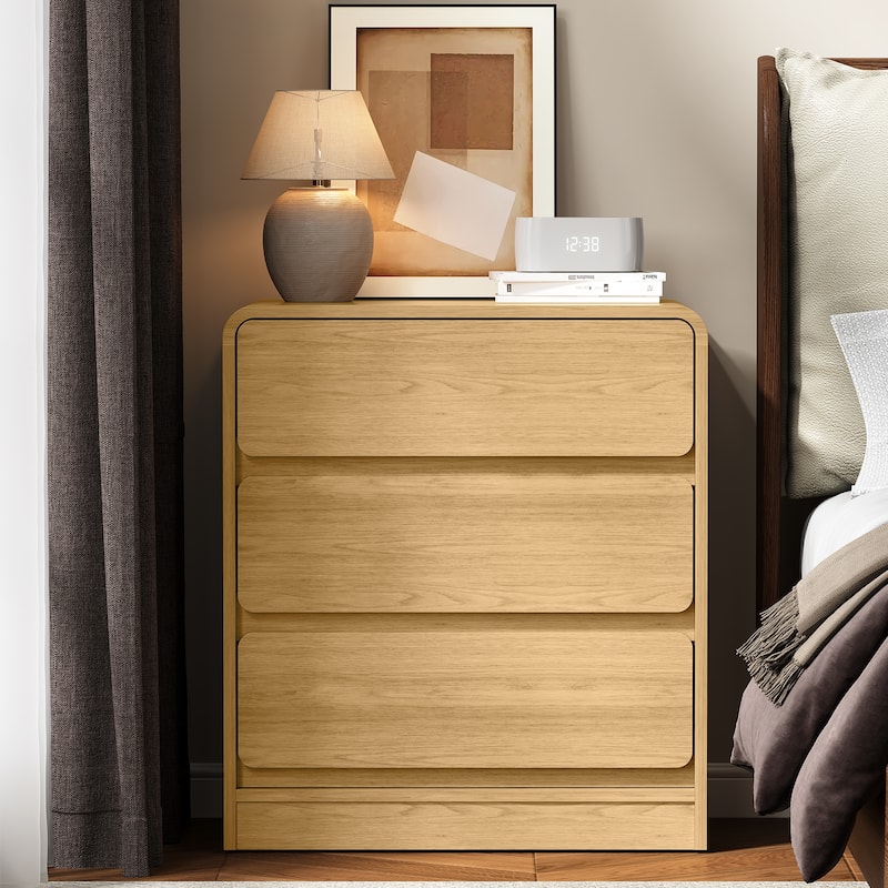 Modern Storage 3-Drawer Nightstand Set of 2 for Bedroom, Nursery, Living Room