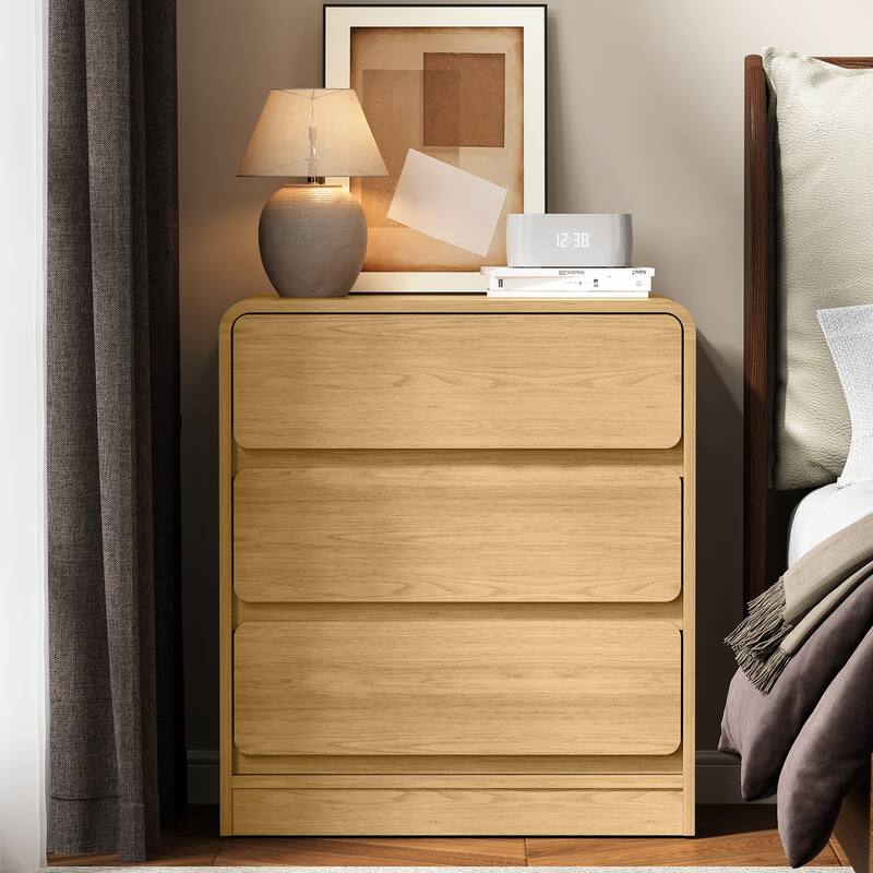 Modern Storage 3-Drawer Nightstand for Bedroom, Nursery, Living Room